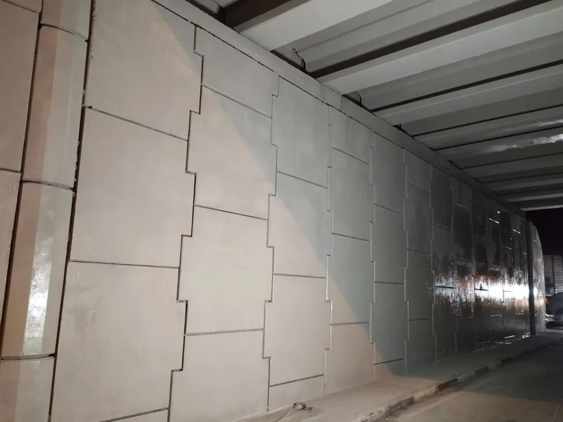 Paneles del muro tras el tratamiento